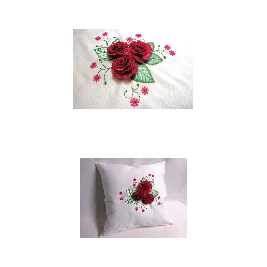 Satin Roses with Leaves Pillow 