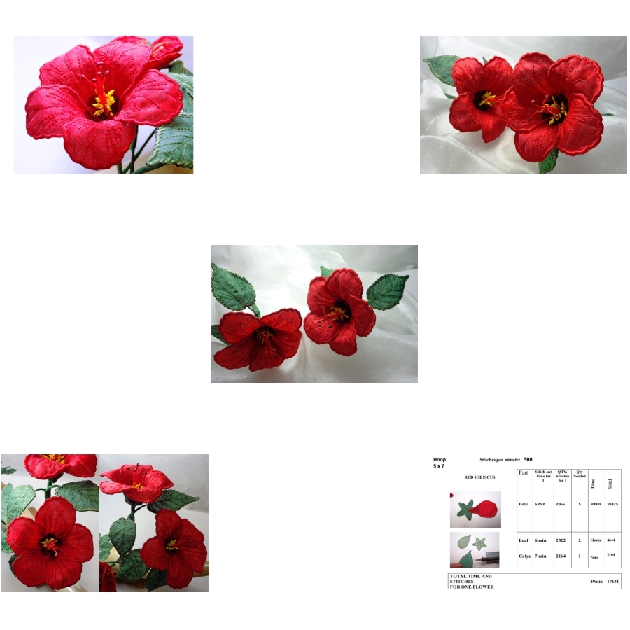 3D Red Hibiscus Fabric Flower 