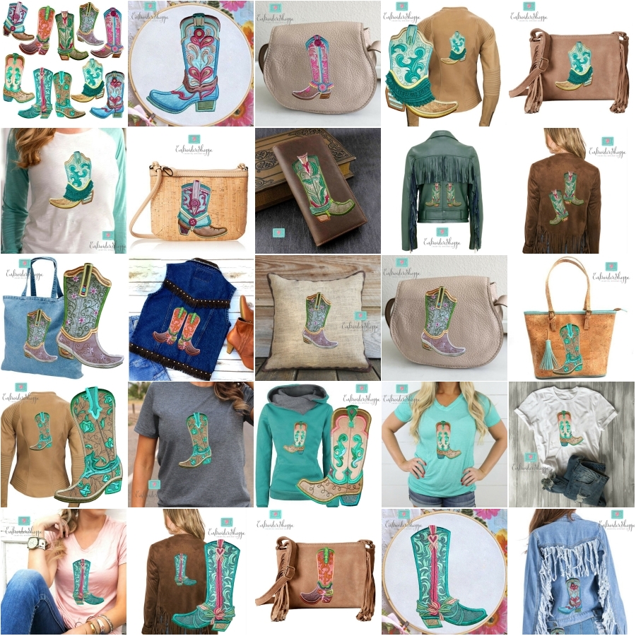 Cowboy Boots Set Applique 