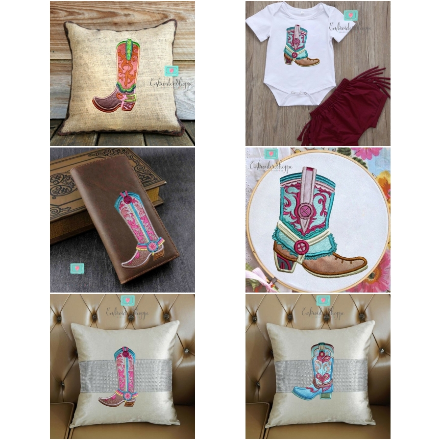 Cowboy Boots Set Applique 