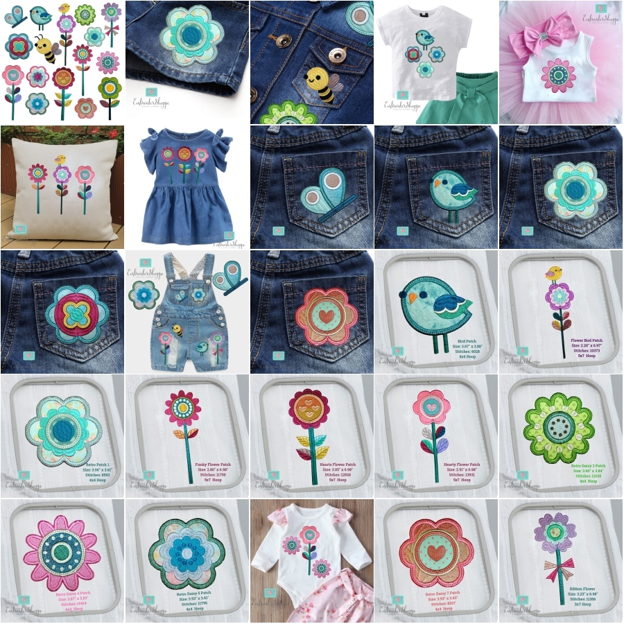 Retro Flower Patches 