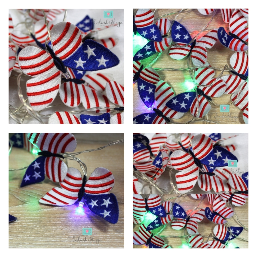 4th of July Butterfly String Light