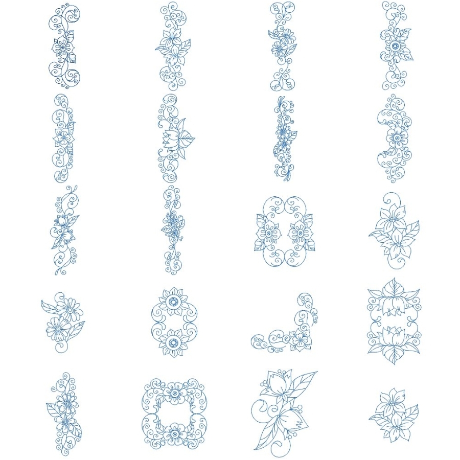 DELICATE BLUEWORK FLORALS
