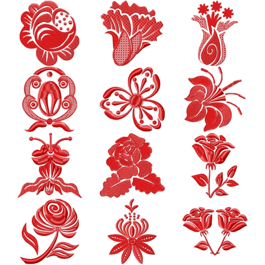 MODERN   FLORAL  REDWORK