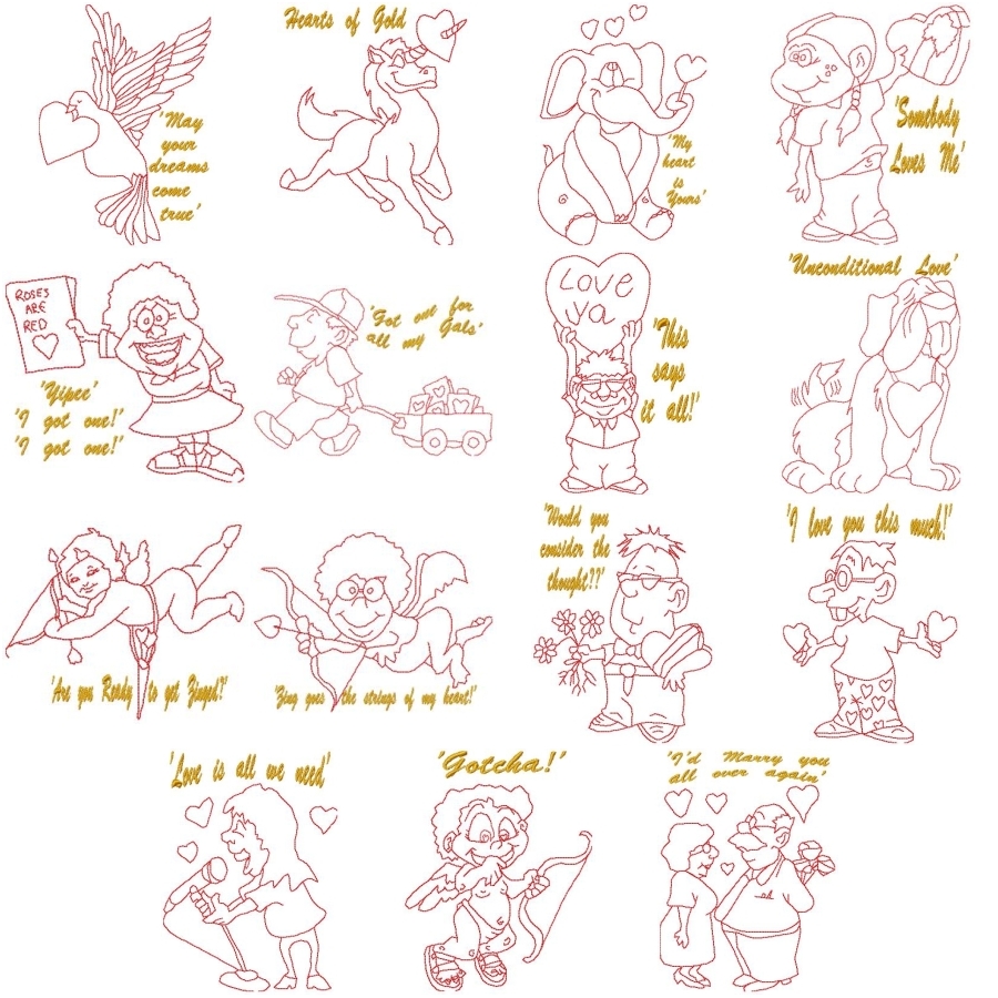 Golden-Valentine-Redwork