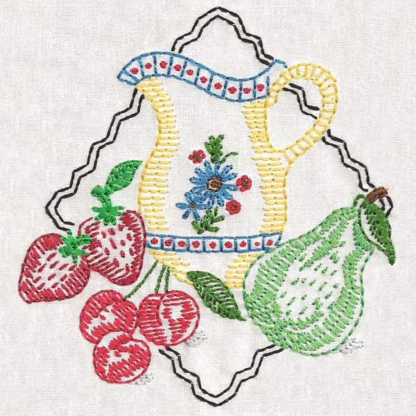 Vintage Fruit And Dishes Colorwork -4