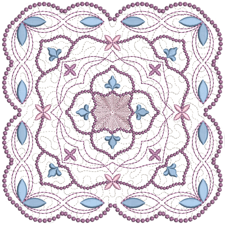 Design 5:  8x8 inch (200x200mm) candlewicking quilt block, awesome embroidery, easy to stitch.