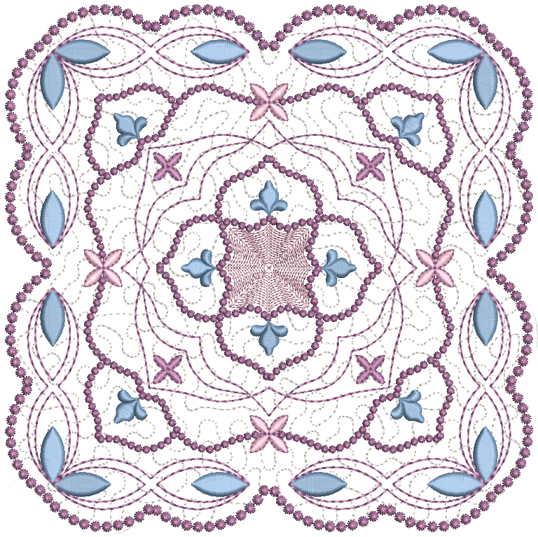 Design 5:  8x8 inch (200x200mm) candlewicking quilt block, awesome embroidery, easy to stitch.