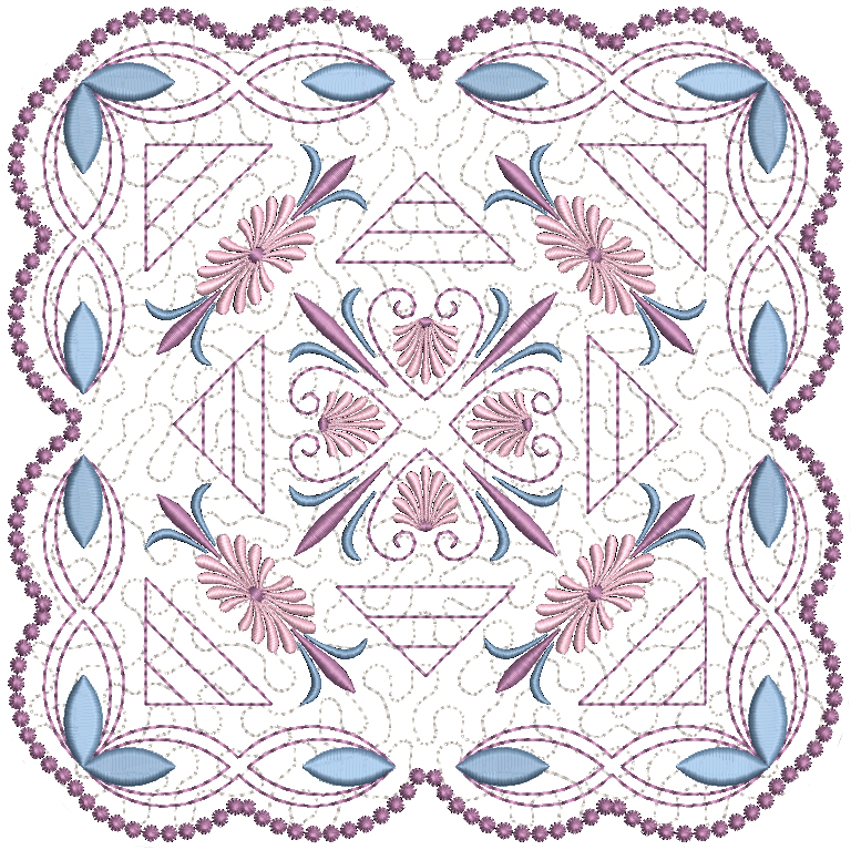 Design 6:  8x8 inch (200x200mm) candlewicking quilt block, exquisite embroidery, easy to stitch.