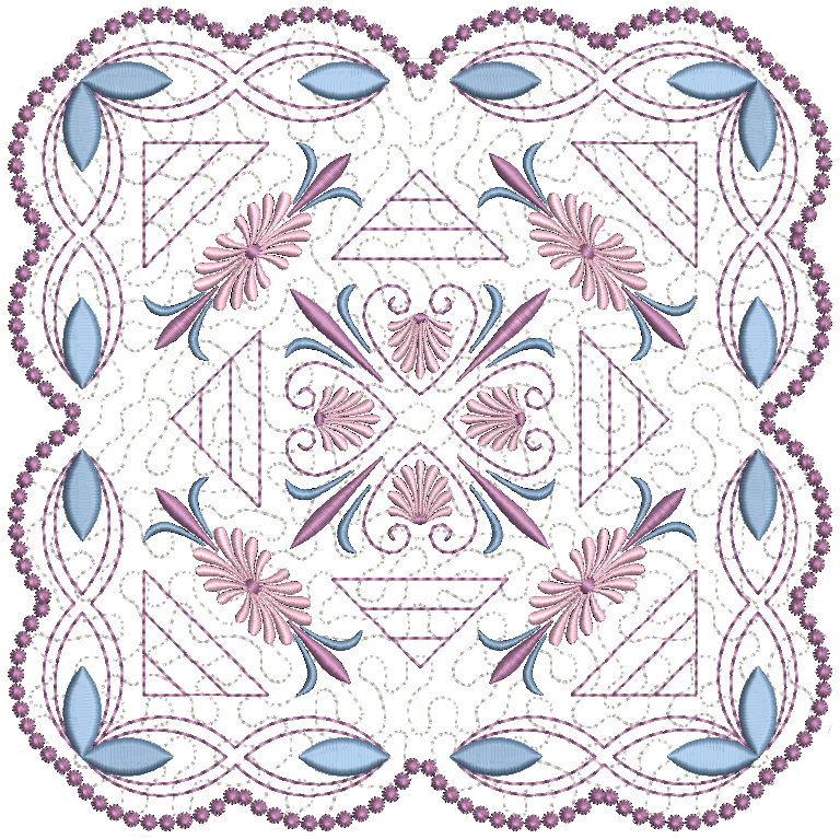 Design 6:  8x8 inch (200x200mm) candlewicking quilt block, exquisite embroidery, easy to stitch.