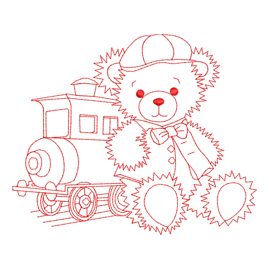 All Teddy Bear Family and Friends Redwork Value Set-4