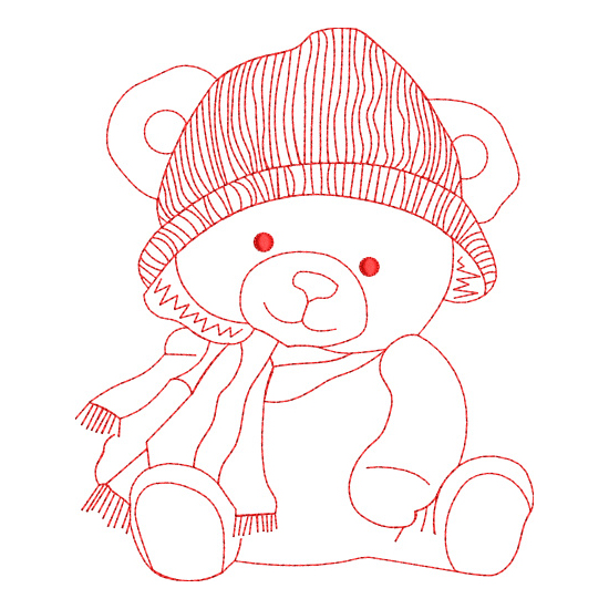 All Teddy Bear Family and Friends Redwork Value Set-5