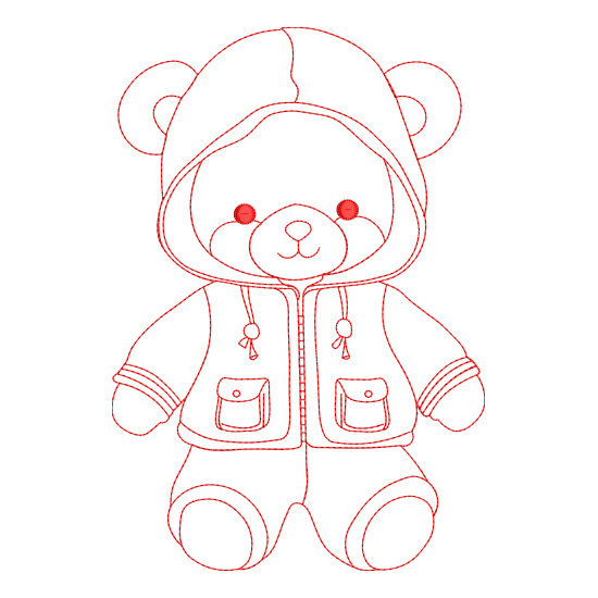 All Teddy Bear Family and Friends Redwork Value Set-6