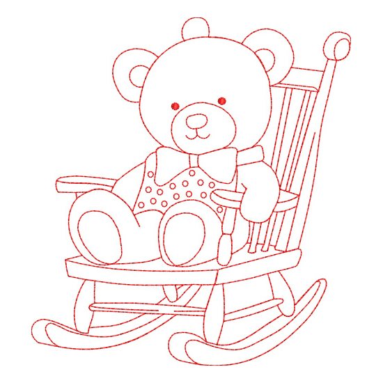 All Teddy Bear Family and Friends Redwork Value Set-7