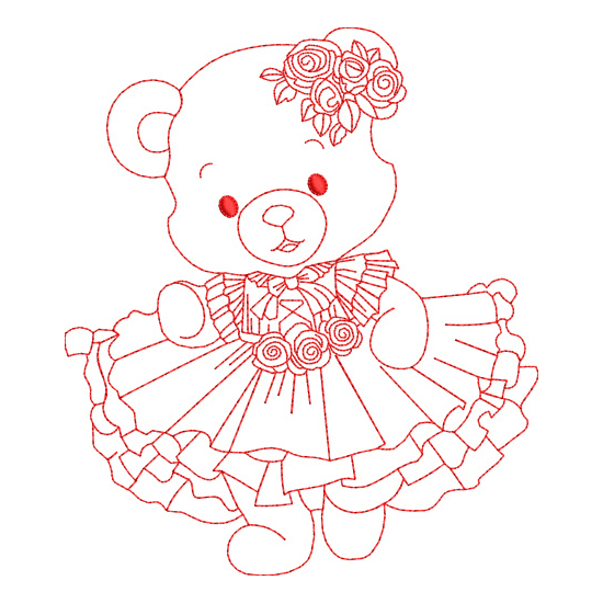 All Teddy Bear Family and Friends Redwork Value Set-8