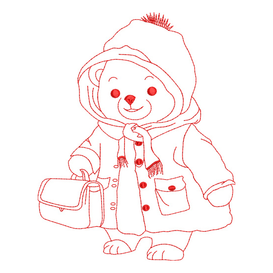All Teddy Bear Family and Friends Redwork Value Set-9