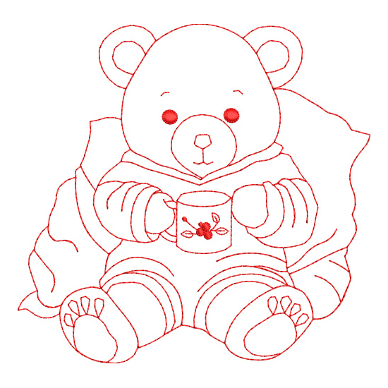 All Teddy Bear Family and Friends Redwork Value Set-11