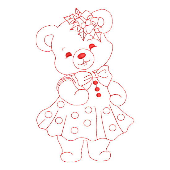 All Teddy Bear Family and Friends Redwork Value Set-16