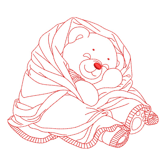 All Teddy Bear Family and Friends Redwork Value Set-17