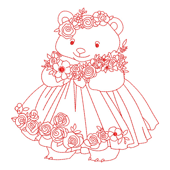 All Teddy Bear Family and Friends Redwork Value Set-20