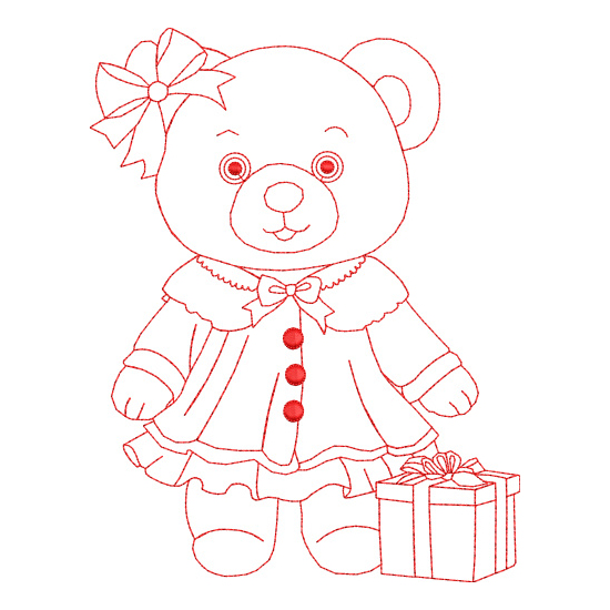 All Teddy Bear Family and Friends Redwork Value Set-21