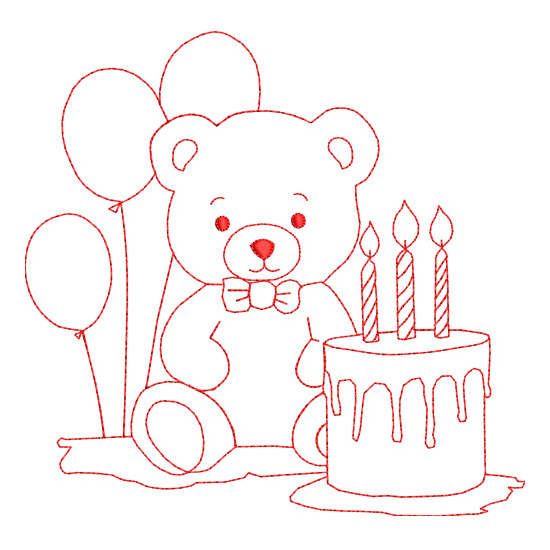 All Teddy Bear Family and Friends Redwork Value Set-22