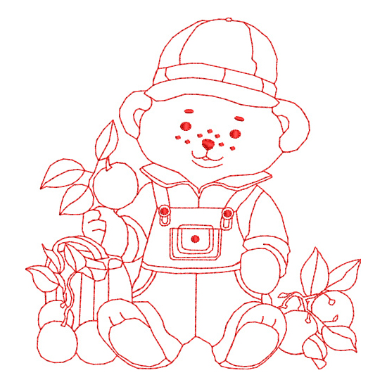 All Teddy Bear Family and Friends Redwork Value Set-23
