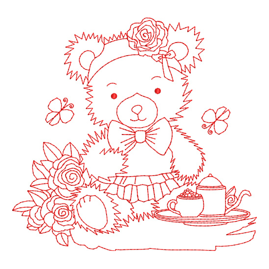 All Teddy Bear Family and Friends Redwork Value Set-24