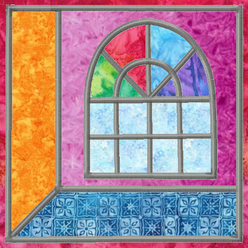 Attic Windows Applique Quilt Block 6