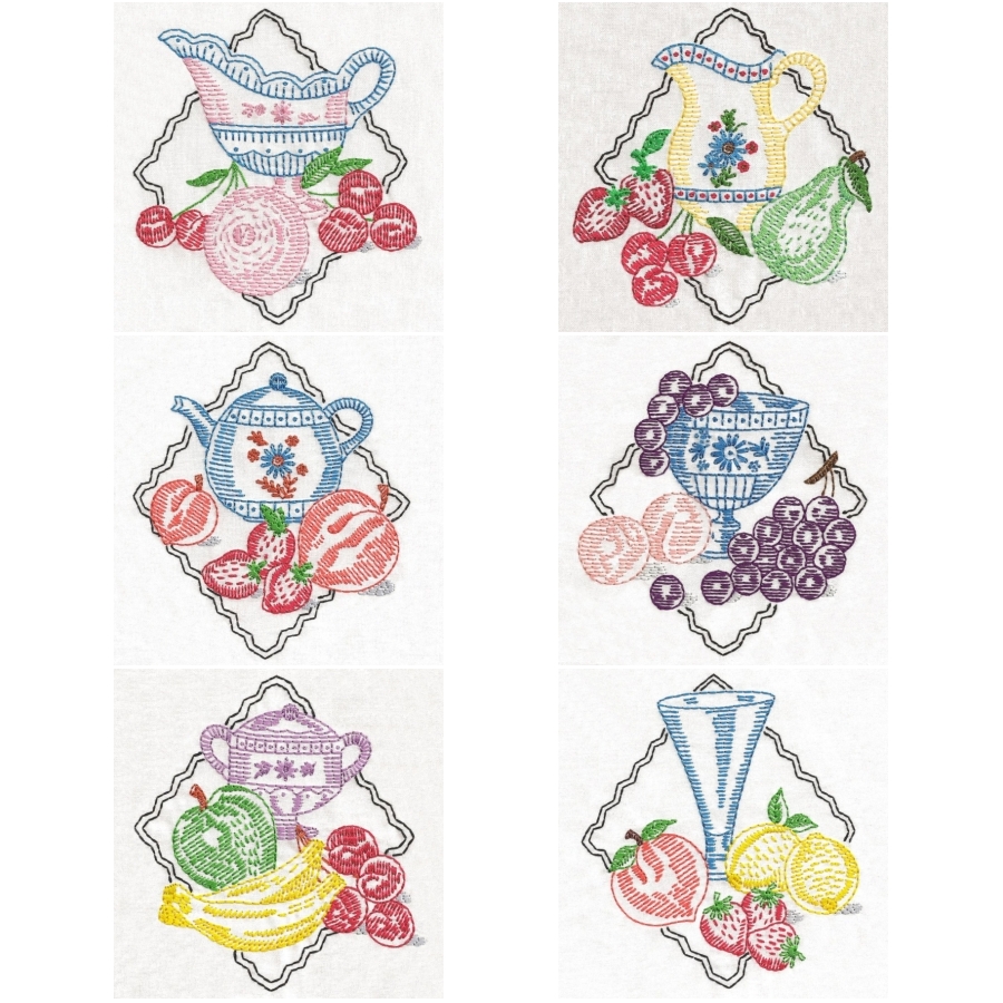 Vintage Fruit And Dishes Colorwork 