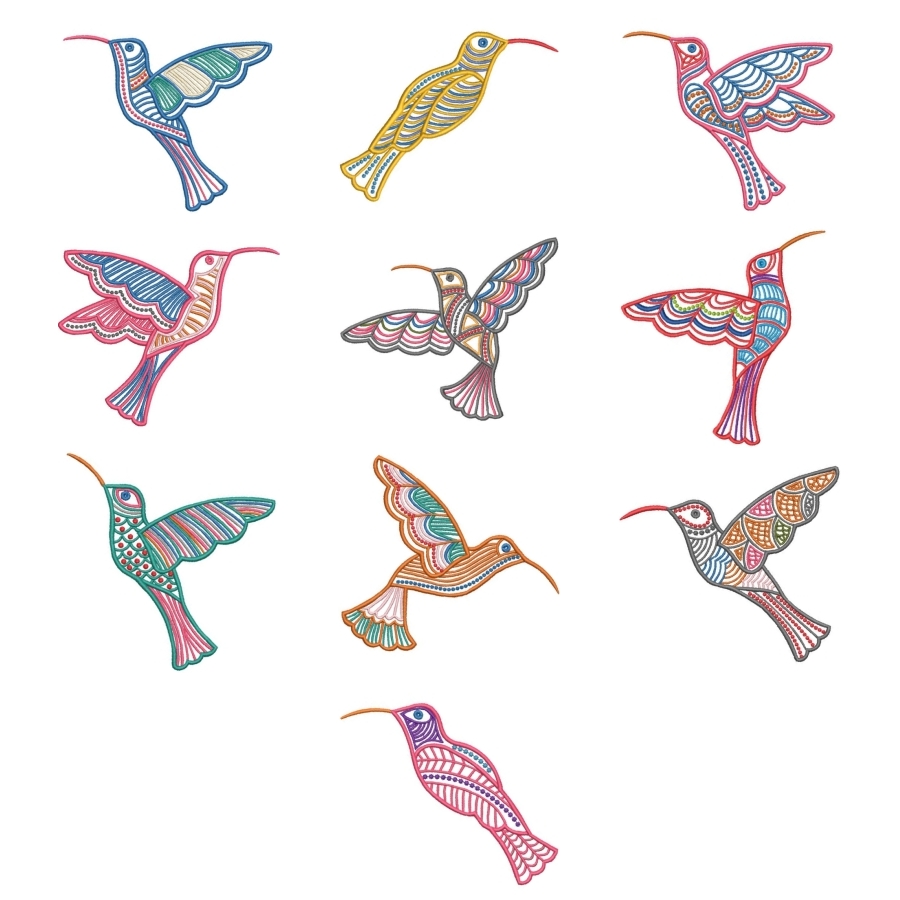 Satin Colorwork Hummingbirds