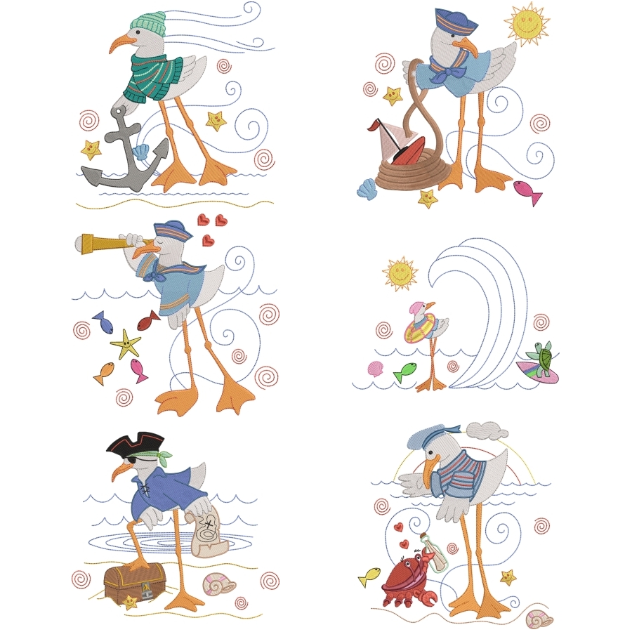 Sailor Seagulls Set 1-8x8