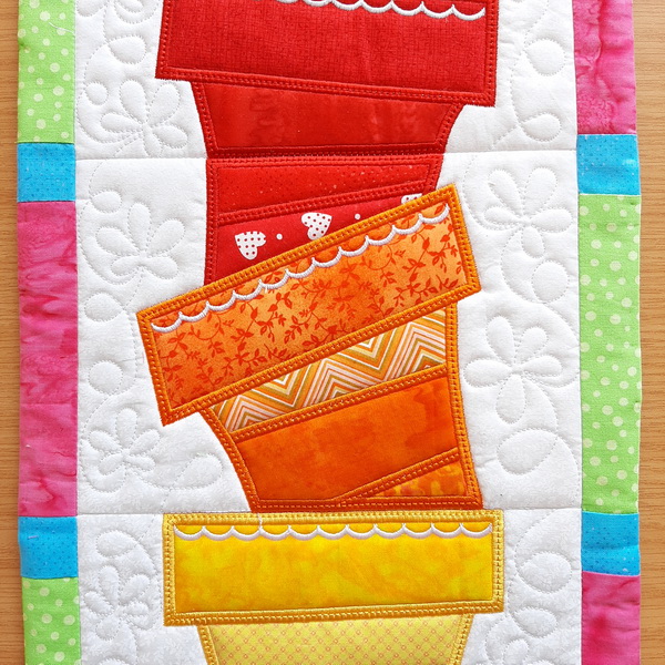 Flower Pot Stack Mini Quilt-6