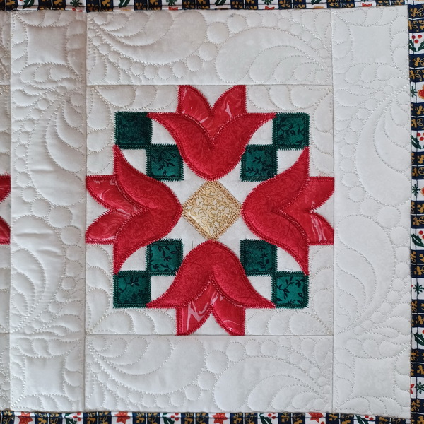 Quilted Christmas Tulips Table Runner OregonPatchWorks