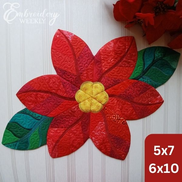 Quilted Poinsettia Table Topper-3