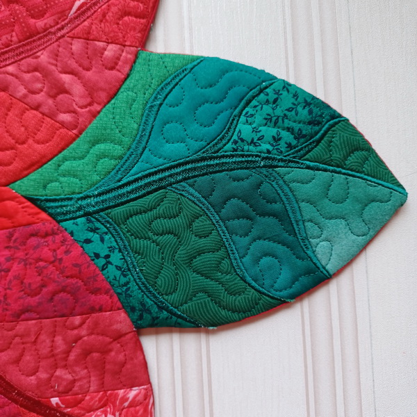 Quilted Poinsettia Table Topper-7