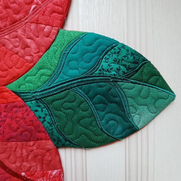 Quilted Poinsettia Table Topper-8