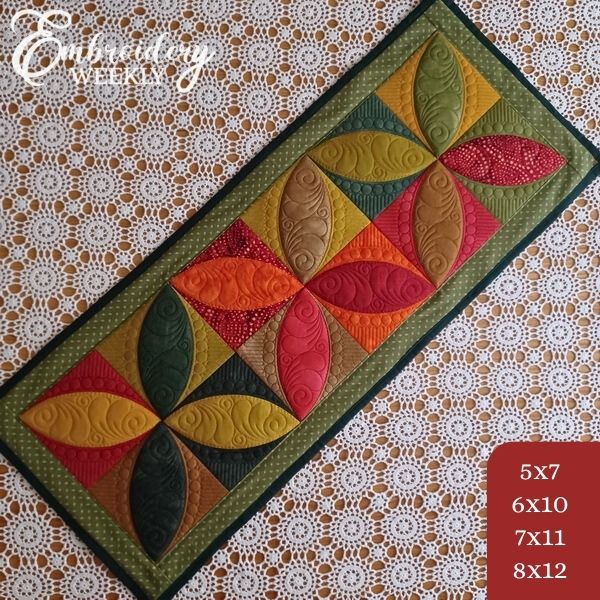 Orange Peel Quilted Block Table Runner-3