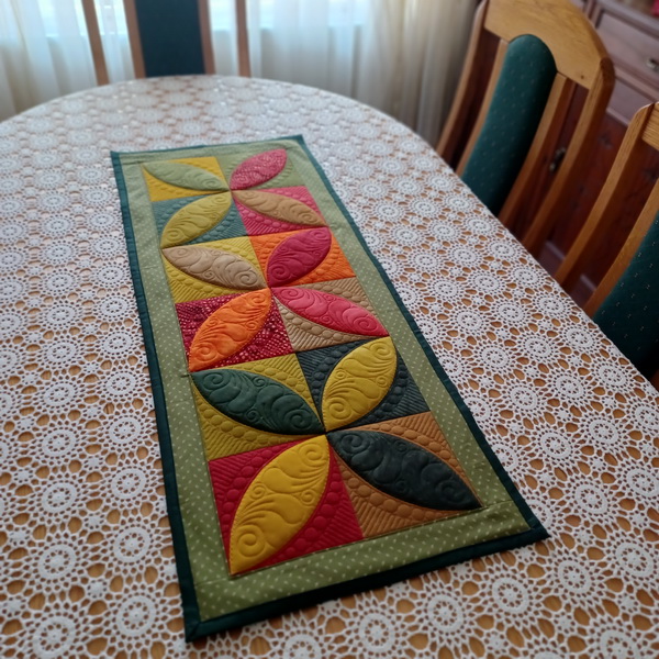 Orange Peel Quilted Block Table Runner-4