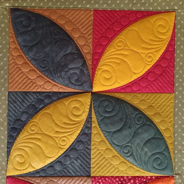 Orange Peel Quilted Block Table Runner-6