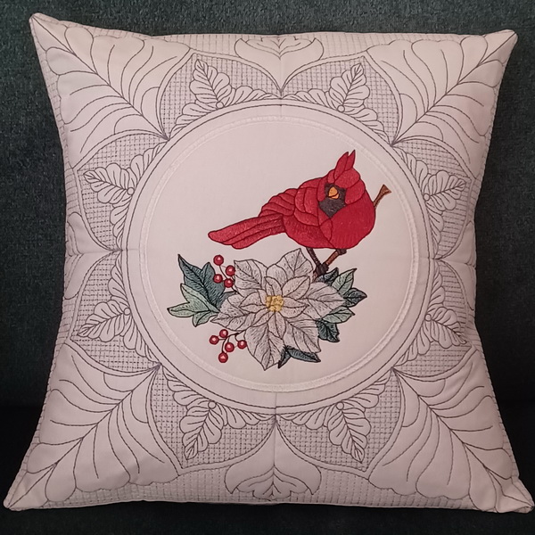 Winter Cardinal with White Poinsettia-5