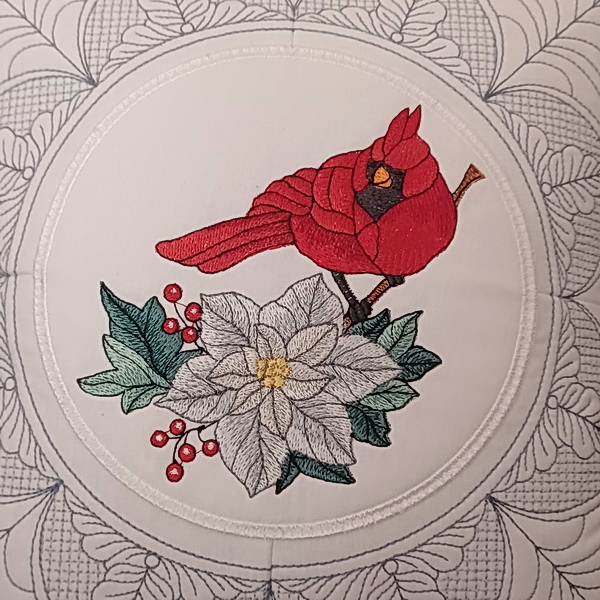Winter Cardinal with White Poinsettia-6