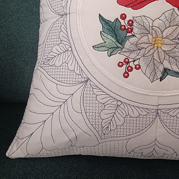 Winter Cardinal with White Poinsettia-7