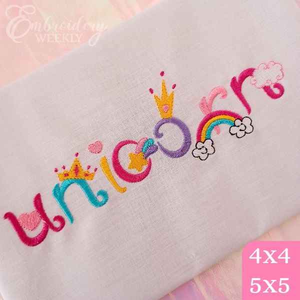 Unicorn Embroidery Design Font