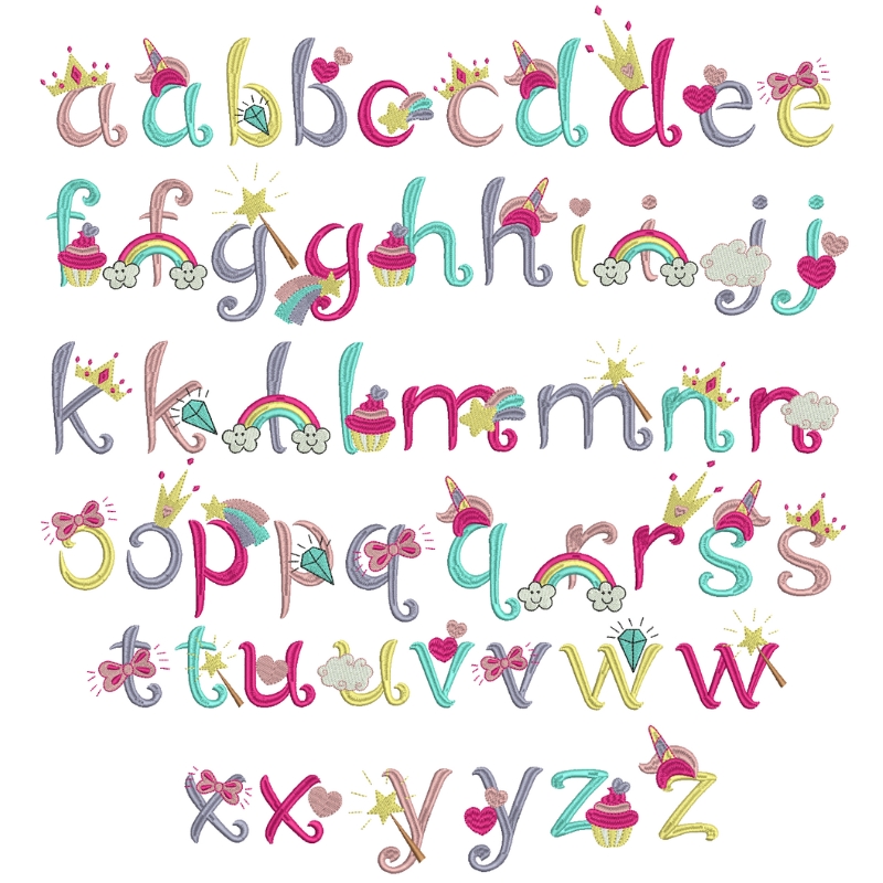 Unicorn Embroidery Design Font