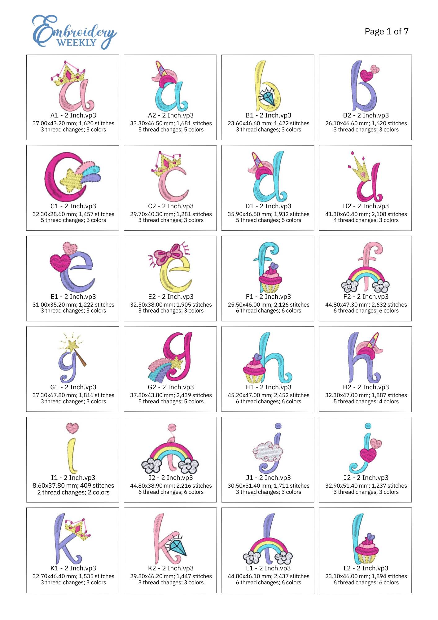 Unicorn Embroidery Design Font