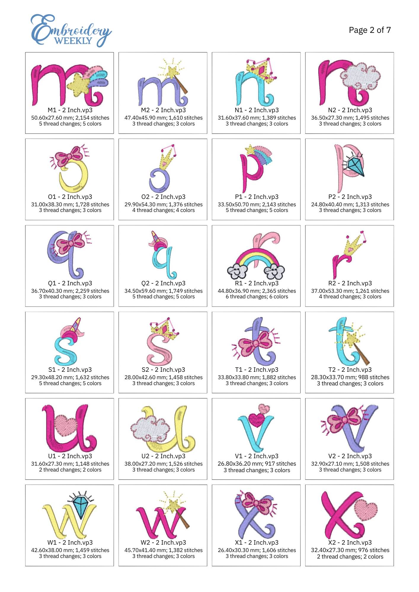 Unicorn Embroidery Design Font