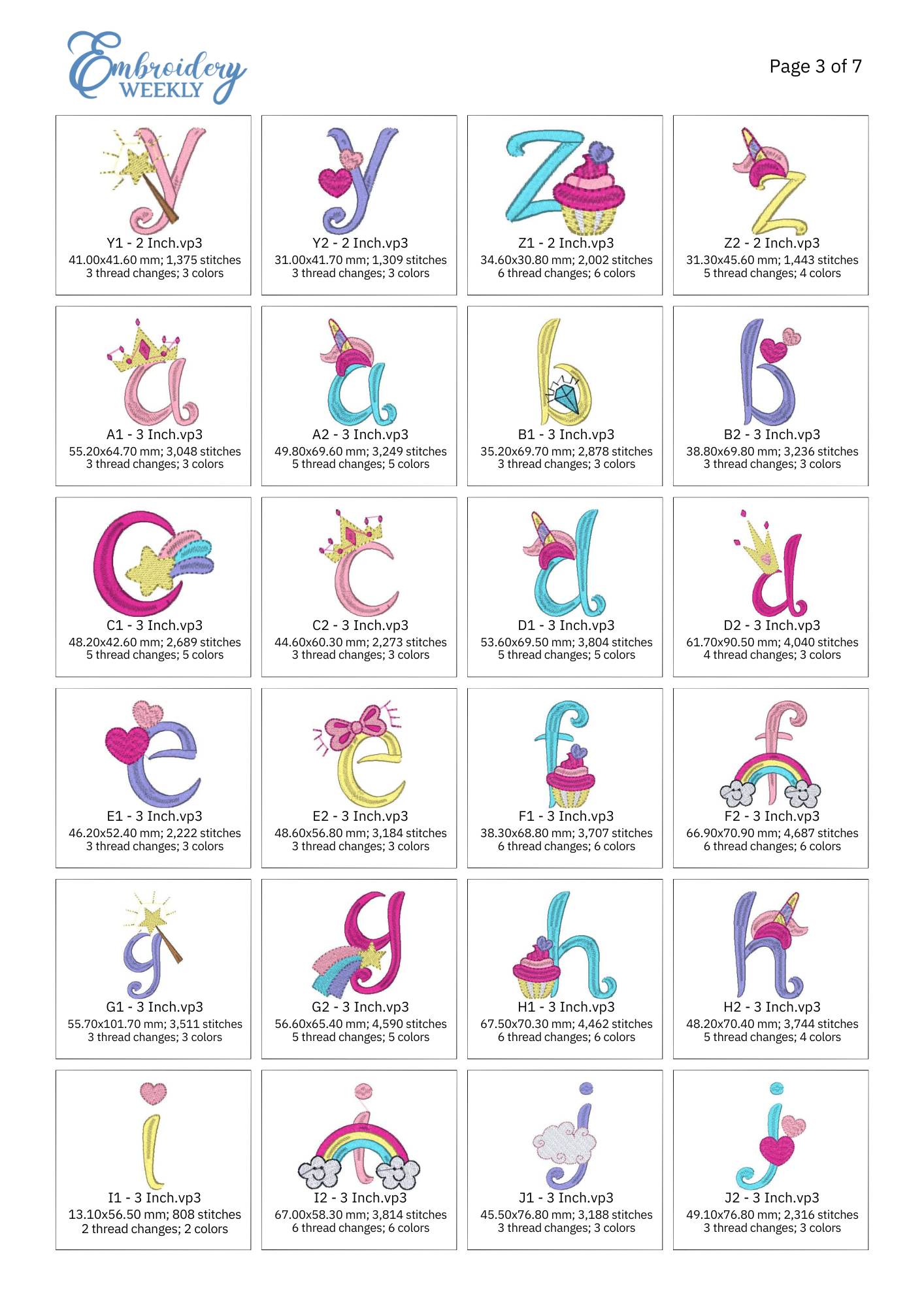 Unicorn Embroidery Design Font