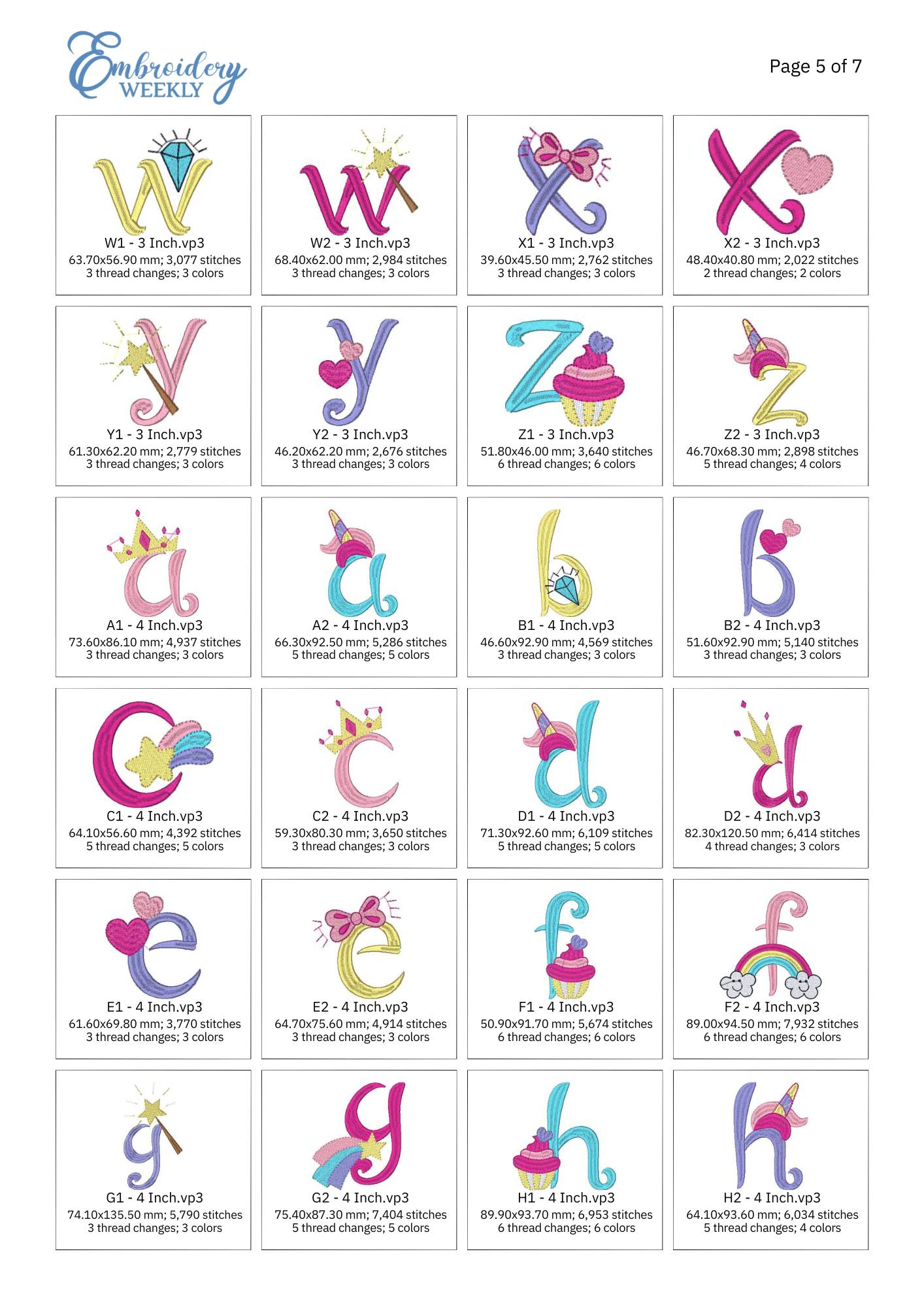 Unicorn Embroidery Design Font