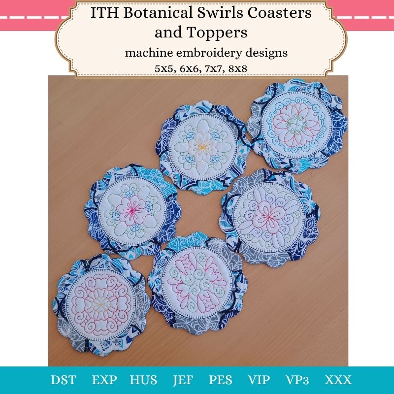 ITH Botanical Swirls Coasters and Toppers-3